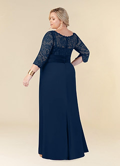 Azazie Stefani Mother of the Bride Dresses Dark Navy Mermaid Lace Dress image10