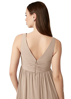 Azazie Yetta Vestidos de dama de honra para maternidade Vestido Linha A Plissado Comprimento do chão Chiffon image3