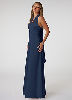 Azazie Fifi Brautjungfernkleider Wandelbar A-Linie Schulterfrei Chiffon Kleid Dunkelmarine image5