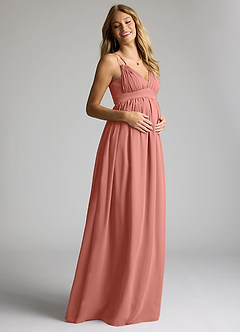 Azazie Emree Brautjungfernkleider für Schwangere A-Linie Chiffon Bodenlänge Kleid image2