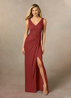 Azazie Winona Mother of the Bride Dresses Rust Mermaid Sequins Mesh Dress image1