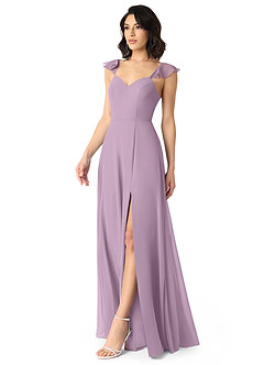 Azazie Everett Bridesmaid Dresses Wisteria A-Line V-neck Ruched Chiffon Dress image3