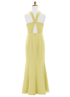 Azazie Rue Junior Abito Sirena in Chiffon Spacco Laterale Sorbetto Al Limone image7