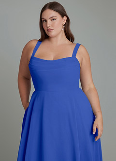 Azazie Shaude Bridesmaid Dresses Royal Blue A-Line Pleated Chiffon Dress image12