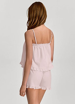 front Pyjama-Set aus gewebtem Baumwoll-Top mit Rüschen und Shorts