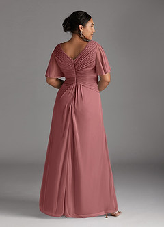 Azazie Emmeline Mother of the Bride Dresses Desert Rose A-Line V-Neck Pleated Mesh Dress image8