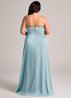 Azazie Wren Brudtärnklänningar Klä av A-Linje i Stretch Satin Axelbandslös Moody Blue Konvertibel image7