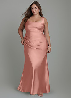Azazie Agustina Bridesmaid Dresses Rosette Mermaid Corset Stretch Satin Dress image9