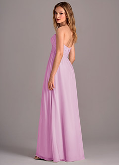 Azazie Joni Vestidos de damas de honor Vestido de Rosa Caramelo de Gasa de Corte en A Convertible con Sin tirantes image3