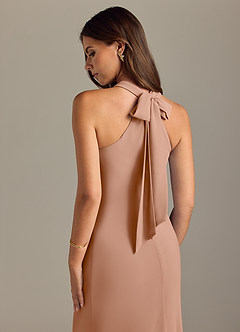 Azazie Doretta Bridesmaid Dresses Champagne Rose Mermaid Pleated Chiffon Dress image2