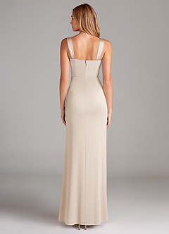 Azazie Denice Bridesmaid Dresses White Alabaster A-Line Pleated Stretch Satin Dress image2