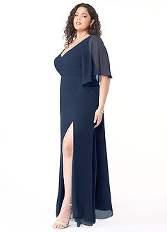 Azazie Cierra Bridesmaid Dresses Dark Navy A-Line V-Neck Chiffon Dress image11