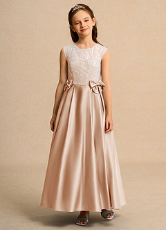 Azazie Candy Girl Flower Girl Dresses English Rose Ball-Gown Bow Matte Satin Dress image6