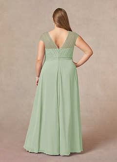 Azazie Star Kleider für die Brautmutter A-Linie V-Hals Pailletten Chiffon Kleid Staubiger Salbeigrün image7