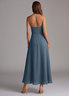 Azazie Wren Vestidos de madrinha de casamento Vestido Netuno de Chiffon de Linha A com Sem alças image4
