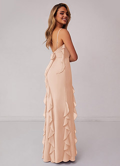 Barbie ♥ Azazie Bridesmaid Dresses English Rose Sheath Bow Chiffon Dress image2