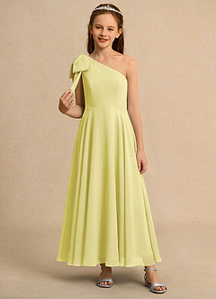 Azazie Guppy Girls Formal Jurken voor bloemenmeisjes A-Lijn Jurk van Chiffon One-Shoulder Citroensorbet image3