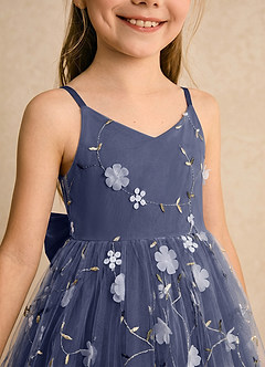 Azazie Junebug Flower Girl Dresses Stormy Ball-Gown Spaghetti Strap Tulle Dress image6