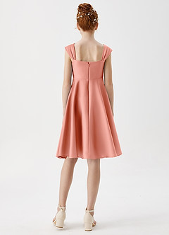 Azazie Amira Junior A-Linie Plissee Stretch-Satin Kleid Koralle image2