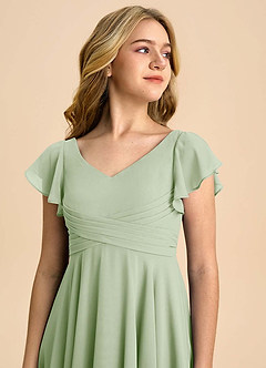 Azazie Caria Junior Dusty Sage A-Line Pleated Chiffon Dress image4