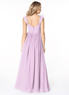 Azazie Stassie Bridesmaid Dresses Frosted Lilac A-Line Sweetheart Ruched Chiffon Dress image2
