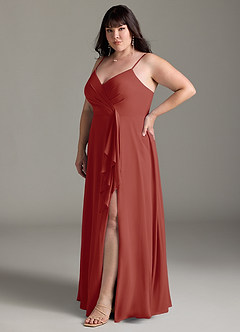 Azazie Akita Bridesmaid Dresses Terracotta A-Line Chiffon Dress image8