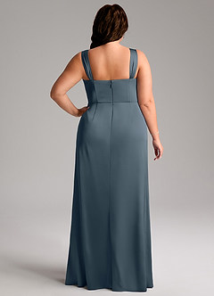 Azazie Denice Bridesmaid Dresses Twilight Sheath Pleated Stretch Satin Dress image11