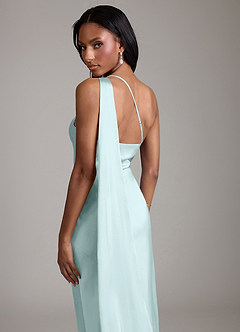 Azazie Galinda Brudtärnklänningar Klä av Sjöjungfru i Stretch Satin Ena axeln Havsglas image2