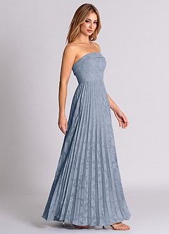 Azazie Mariana Brautjungfernkleider Wandelbar A-Linie Schulterfrei Blumen-Burnout Kleid Staubblau image6