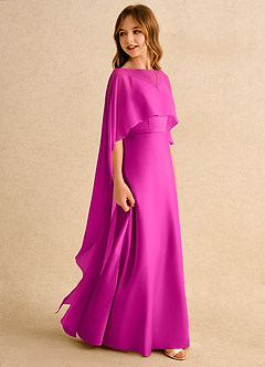 Azazie Fishie Girls Formal Flower Girl Dresses Fuchsia A-Line Matte Satin Dress image6