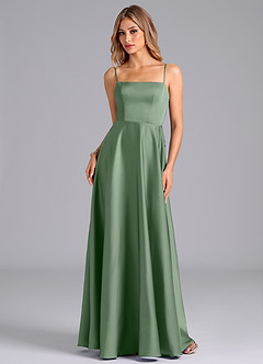Azazie Elita Bridesmaid Dresses Matcha A-Line Pleated Stretch Satin Dress image6