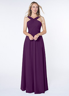 Azazie Kaleigh Bridesmaid Dresses Grape A-Line Pleated Chiffon Dress image1