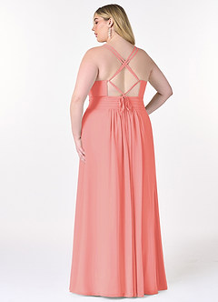 Azazie Farren Brautjungfernkleider Wandelbar A-Linie Plissee Chiffon Kleid Koralle image11