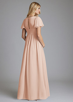 Azazie Verna Maternity Bridesmaid Dresses A-Line V-Neck Ruched Chiffon Floor-Length Dress image2