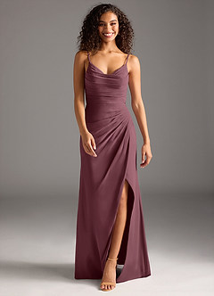 Azazie Deandra Bridesmaid Dresses Sangria Mermaid Pleated Chiffon Dress image5