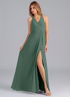 Azazie Dorota Bridesmaid Dresses Sea Moss A-Line Pleated Chiffon Dress image4