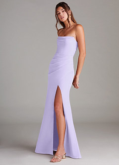 Azazie Leonis Bridesmaid Dresses Lilac Sheath Strapless Chiffon Convertible Dress image3