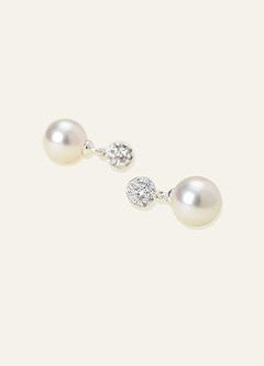 front Boucles d'oreilles pendantes en perles et zirconiums