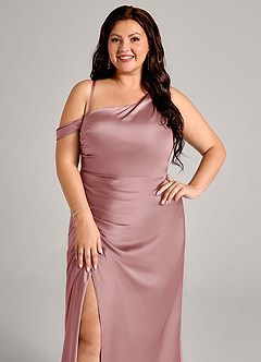 Azazie Madelyn Bridesmaid Dresses Dusty Rose Mermaid One Shoulder Stretch Satin Convertible Dress image10