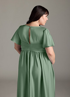 Azazie Verna Abiti da damigella d'onore premaman Abito A-Line Increspato Raso Elasticizzato Floor-Length image10