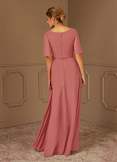 Azazie Tricia Mother of the Bride Dresses Antique Rose A-Line V-Neck Pleated Chiffon Dress image5