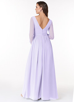 Azazie Teton Maternity Bridesmaid Dresses A-Line Long Sleeve Chiffon Floor-Length Dress image2