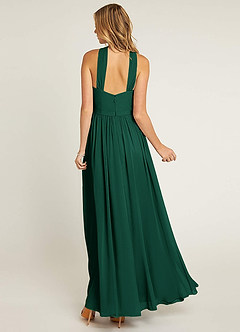 Azazie Jacey Bridesmaid Dresses Emerald A-Line Pleated Chiffon Dress image4