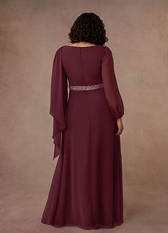 Azazie Priyanka Mother of the Bride Dresses Cabernet A-Line Boatneck Pleated Chiffon Dress image8