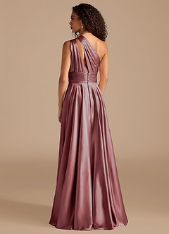 Azazie Charlize Bridesmaid Dresses Vintage Mauve A-Line One Shoulder Metallic Satin Dress image4