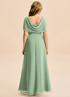 Azazie Emma Junior Robe Trapèze en Mousseline de soie Plissée Matcha image2