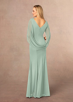 Azazie Belladonna Mother of the Bride Dresses Agave Mermaid Scoop Pleated Mesh Dress image4