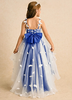 Azazie Darlina Robe Demoiselle D'honneur Fillette Robe Princesse en Tulle Dentelle Ivoire Bleu Roi image7