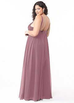 Azazie Aziza Bridesmaid Dresses Vintage Mauve A-Line V-Neck Pleated Chiffon Dress image10