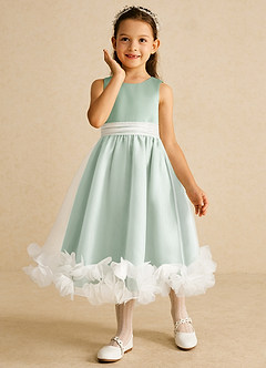 Azazie Stardust Flower Girl Dresses Agave A-Line Sleeveless Organza Dress image5